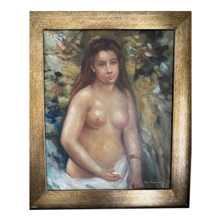 Late 20th Century Uve Karayn Original Signed Oil Painting – Female Portrait – Framed 16x20 For Sale
