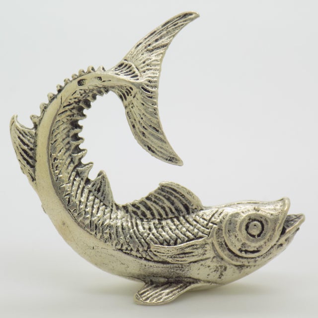 Vintage Italian Silver 800 Good Luck Fish Figurine with Raised Tail, 1950s For Sale - Image 11 of 11