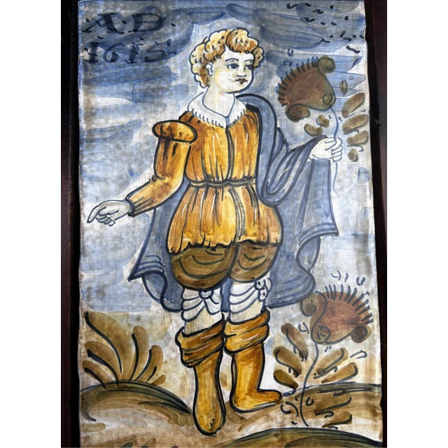 Antique Italian Hand Painted Terracotta Tiles For Sale - Image 4 of 17