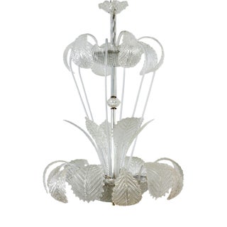 Art Deco Ninfea Murano Glass Chandelier attributed to Barovier Italy, 1940 For Sale