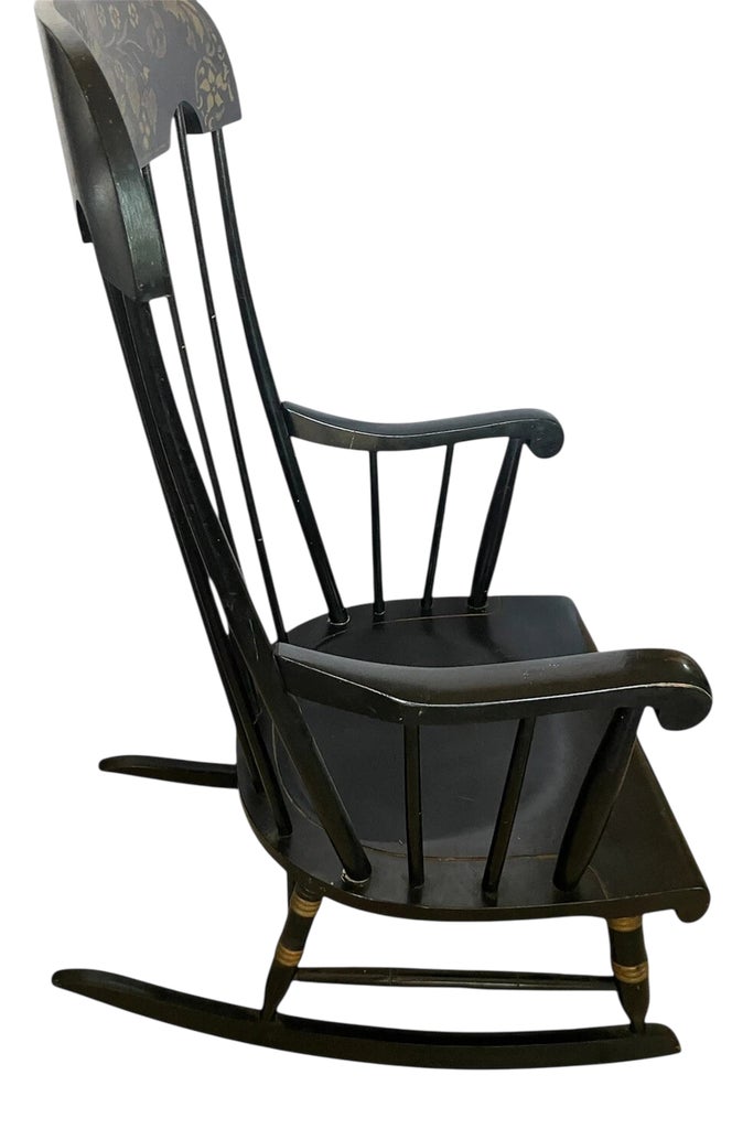 Nichols & Stone Black Stencilled Windsor Rocking Chair - Vintage
