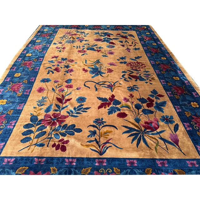 A Breathtaking 10' X 14' Antique Mandarin Art Deco Chinese Rug For Sale - Image 11 of 11