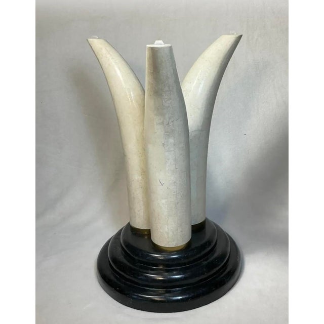 Wood Post Modern Tusk-Motif Pedestal Accent/Side Table by Maitland Smith, Circa 1970s-80s For Sale - Image 7 of 12