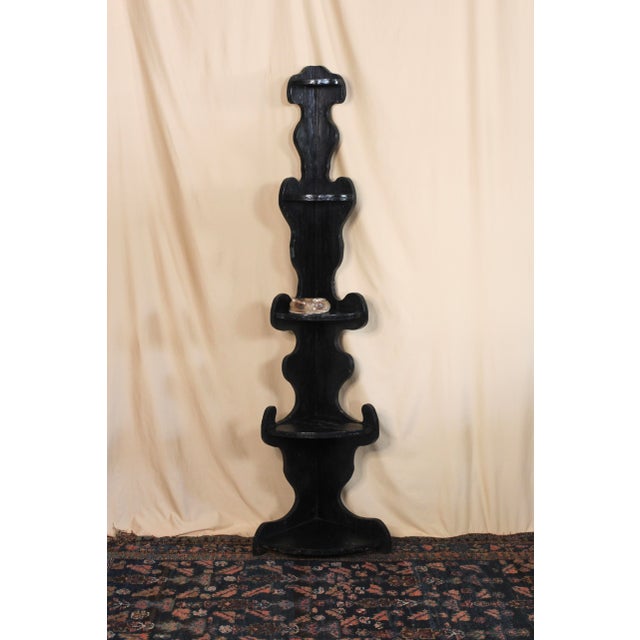 1970s Tall Folk Art Black Scroll Corner Shelf For Sale - Image 6 of 14