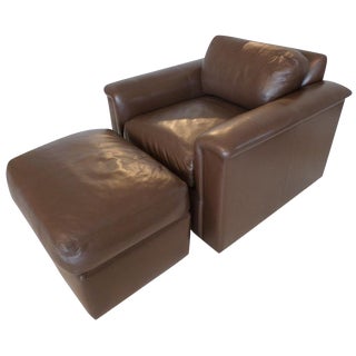 J. Robert Scott Leather "Barclay" Chair & Ottoman For Sale
