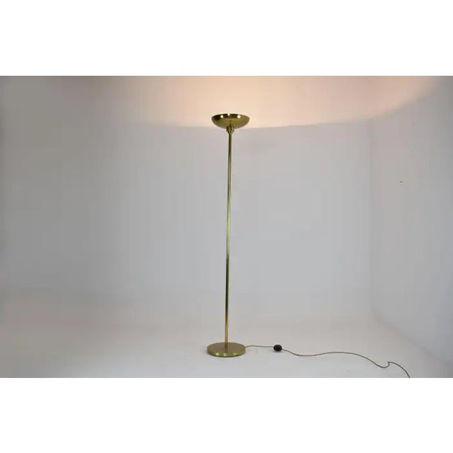 Metal French Vintage Brass Uplight Floor Lamp — 1970s For Sale - Image 7 of 7