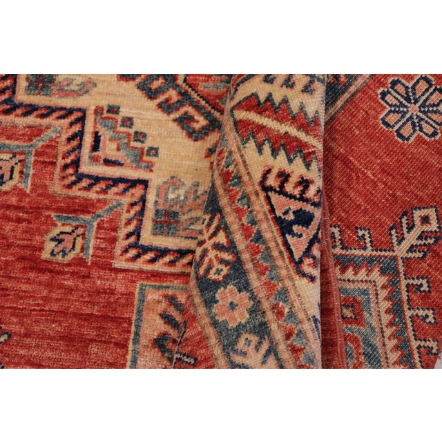 Rustic Super Kazak Rust/Beige Wool Rug - 5'4'' X 7'7'' For Sale - Image 4 of 8