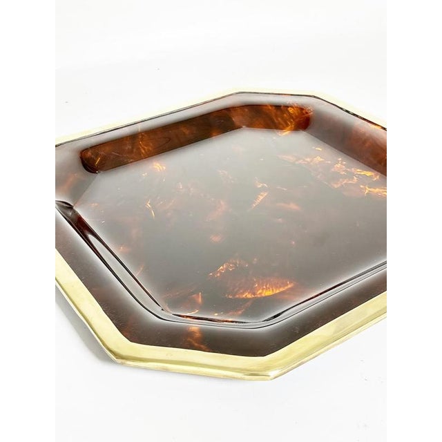 1970s Brass and Faux Tortoiseshell Effect Tray, France, 1970s For Sale - Image 5 of 15