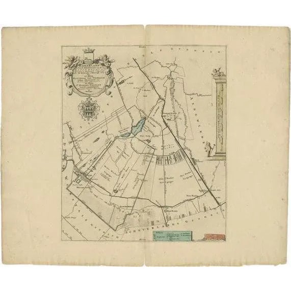 Early 18th Century Antique Map of the Haskerland Township Friesland by Halma, 1718 For Sale - Image 5 of 5