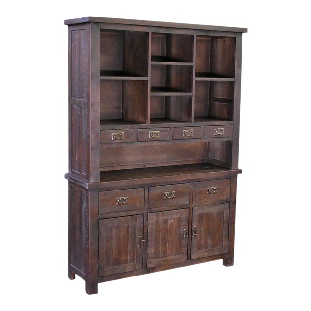 Crafters and Weavers Barlow Rustic Sideboard With Hutch For Sale