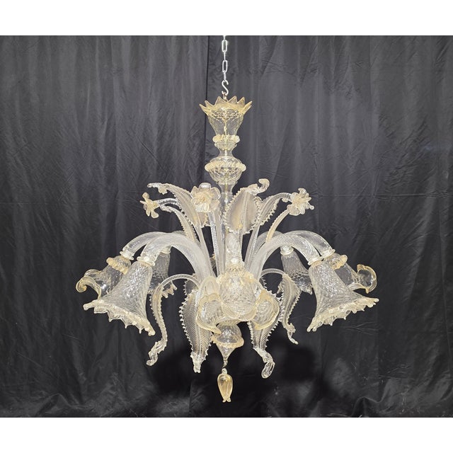 Vintage Murano Chandelier, 1980s, in Flawless conditions. Designed 1980 to 1989 Up to 250V (Europe/UK Standard).The wiring...