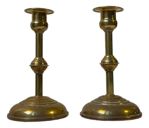 Scandinavian Functionalist Candlesticks in Brass, 1940s, Set of 2