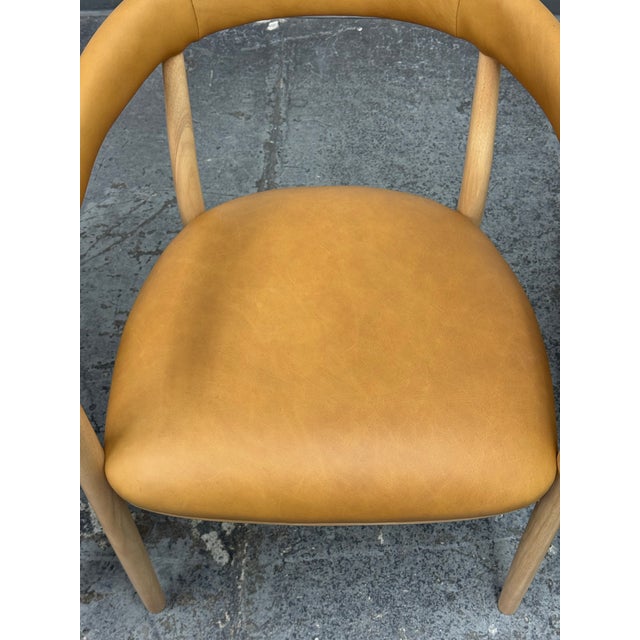 West Elm Irvine Sesame Leather Dining Chairs, Set of Four For Sale - Image 11 of 12