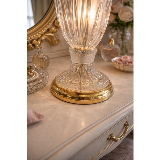 Vintage Cut Crystal Table Lamp With Brass Bases – 13.5” Tall - a Pair For Sale - Image 4 of 10