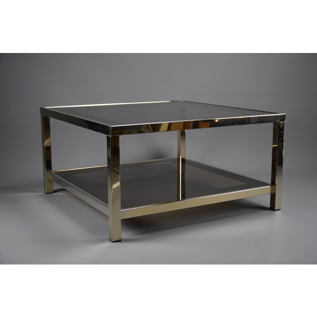 1970s 23-Karat Gold-Plated Coffee Table from Belgo Chrome, 1970s For Sale - Image 5 of 11