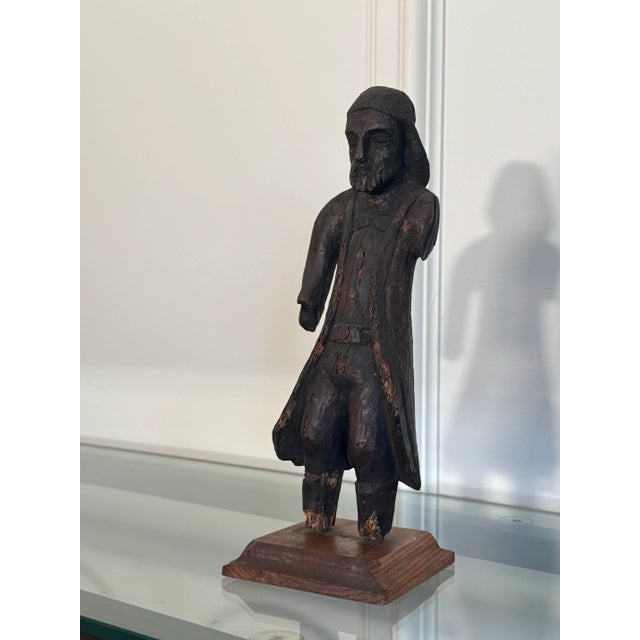 Renaissance Antique Spanish Revival Santos Religious Relic Solid Wood Tabletop Figure For Sale - Image 3 of 12