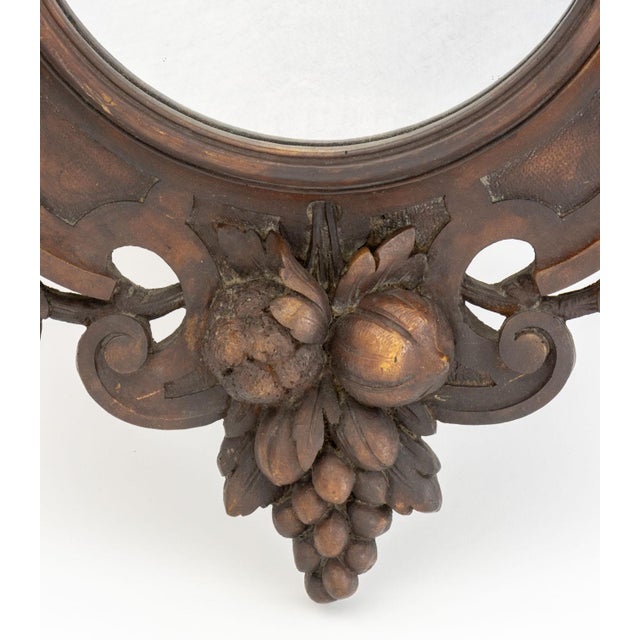 Black Forest Carved Walnut Wall Mirror, 19th Century For Sale - Image 4 of 6