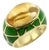 Vintage 18k Gold Citrine Cabochon and Green Enamel Roberto Legnazzi Ring, Size 7.25 For Sale