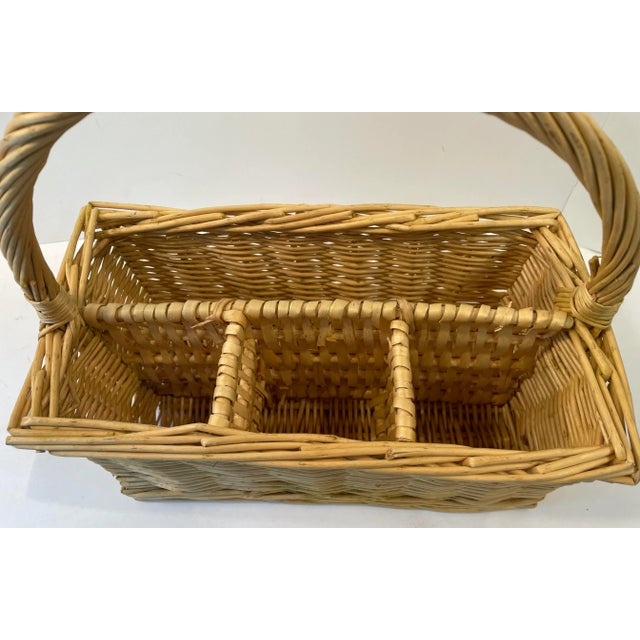 Vintage Wicker Cutlery Basket For Sale In Dallas - Image 6 of 7
