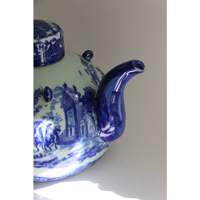 Early 20th Century Blue and White Victoria Wear Teapot For Sale - Image 4 of 8