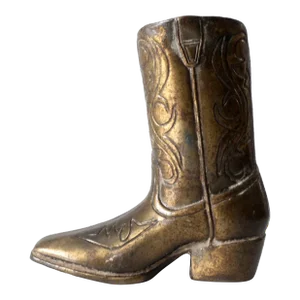 Mid Century Brass Cowboy Boot Statue