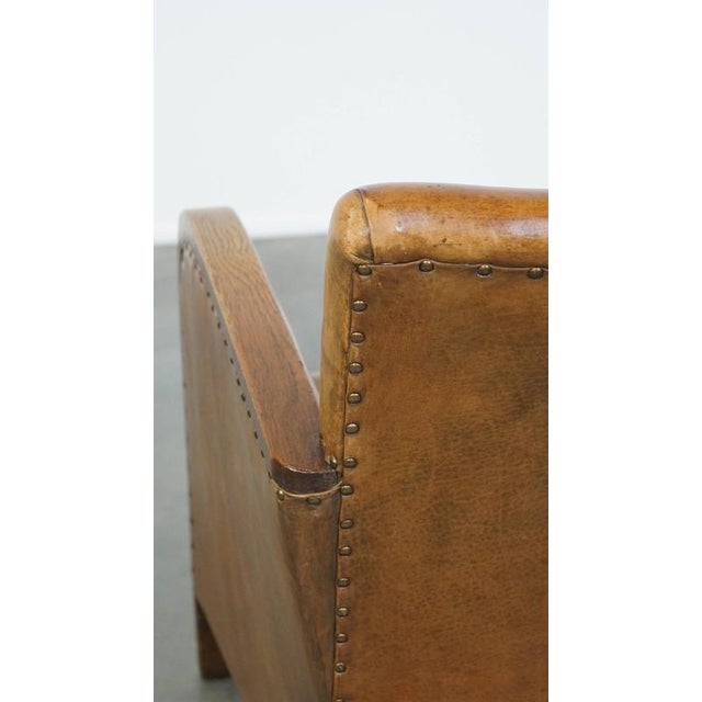 Art Deco Club Chair in Sheep Leather For Sale - Image 12 of 15
