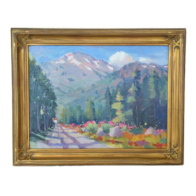 Late 20th Century Silvio Silvestri, Listed Artist (1948-2018) Squaw Valley Palisades Tahoe California Landscape Painting W/ Antiqued Gold Frame For Sale - Image 5 of 11
