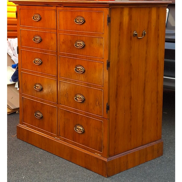 Traditional Late 20th Century Federal Style Yew Wood Double Door Side Cabinet For Sale - Image 3 of 15