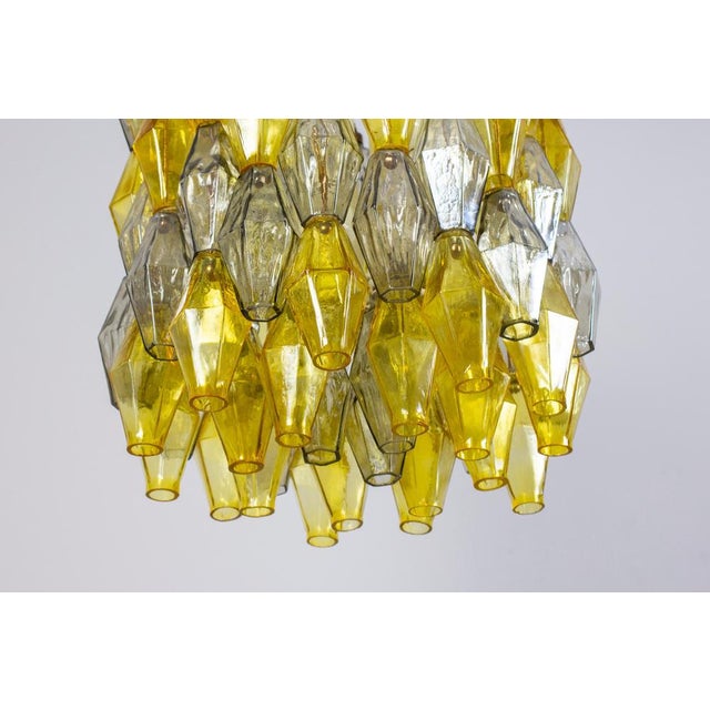 Yellow Yellow and Clear Poliedri Chandelier by Carlo Scarpa for Venini, 1980s For Sale - Image 8 of 17