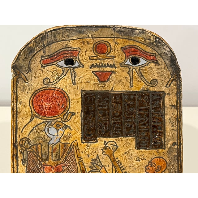 Sculpture Materials Egyptian Revival Clay Plaque Depicting the Harpist's Stele - Funerary Object For Sale - Image 7 of 10