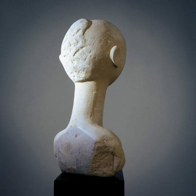 Stone Modernist Bust Sculpture of a Woman, 1980s, Sandstone For Sale - Image 7 of 18