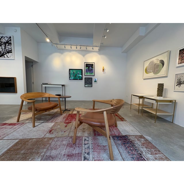 Contemporary, hand-crafted, oiled oak frame with semi aniline leather upholstery, designed in 2002 by Danish architect,...