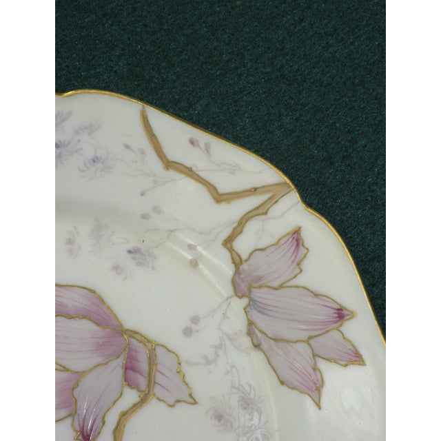 Early 20th Century Dessert Plate H&Co Heinrich Selb Bavaria Hand Painted Watercolor Pink & Purple For Sale - Image 9 of 12