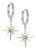 925 Sterling Silver Starburst Drop Earrings With Citrine Gemstone | Modern Hoop Dangle Earrings for Women - A Pair For Sale