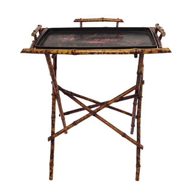 20th Century Oriental Tray Table on a Bamboo Stand For Sale