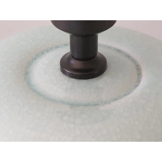 Blue Celadon Colored Crackle Ceramic Table Lamp with New Custom Lampshade For Sale - Image 8 of 11