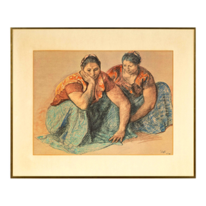 Vintage "Two Woman Kneeling" After Francisco Zuniga, Framed