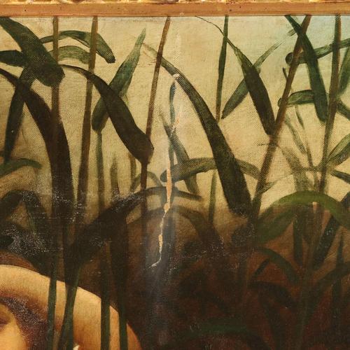 Moses Entrusted to the Waters of the Nile, Oil on Canvas, Framed For Sale - Image 6 of 11