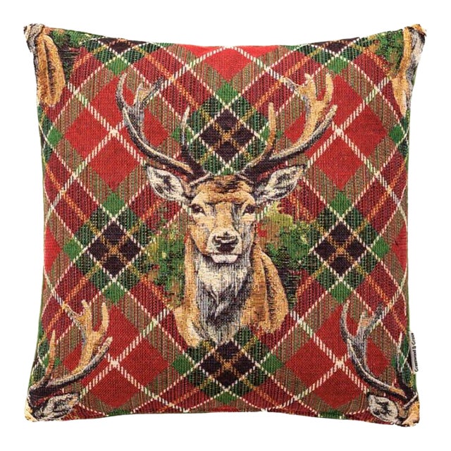 Scottish Stag Woven Cushion With Feather Filler - 30x30cm (12"x12") For Sale