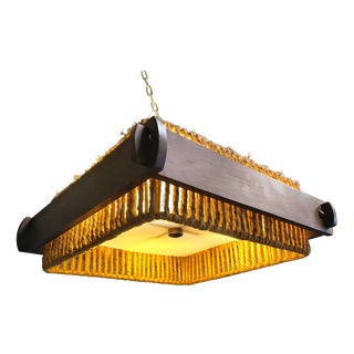 Raffia Bast, Wood and Acrylic Pendant Lamp from Temde, Switzerland, 1960s, Set of 2 For Sale