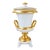 Vintage Belgian Cerabel Baudour White and Gold Empire-Style Covered Porcelain Urn For Sale