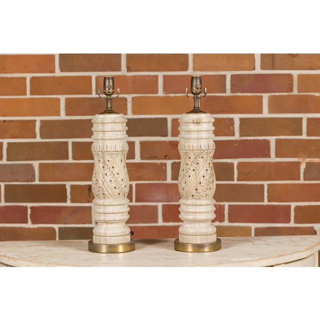 Wood 19th Century English Carved Wooden Fragments Made into US-Wired Table Lamps - a Pair For Sale - Image 7 of 12