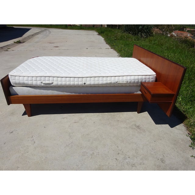 Vintage Teak Bed with Integrated Nightstand, 1960s For Sale - Image 9 of 18