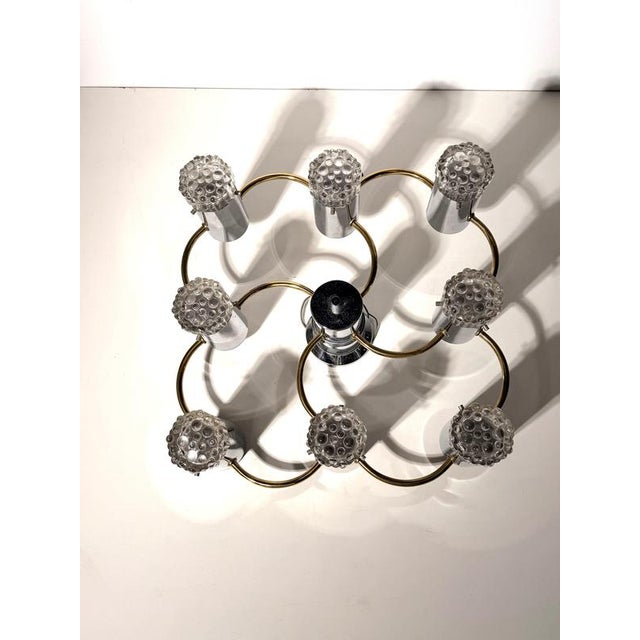Vintage German Space Age Chrome and Brass 8-Light Chandelier, 1970s For Sale - Image 4 of 6