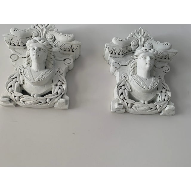 White Pair of Vintage Plaster Relief Female Busts by Irving B Last For Sale - Image 8 of 13
