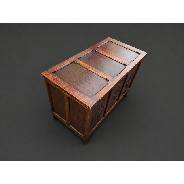 Early 20th Century Jacobean Revival Carved Oak Blanket Chest For Sale - Image 4 of 5