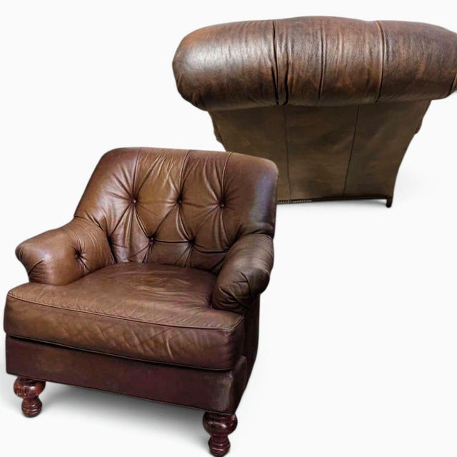 Traditional Some Chairs Fill a Space, This Pair of Vintage Classic Leather Chairs Command It. For Sale - Image 3 of 10