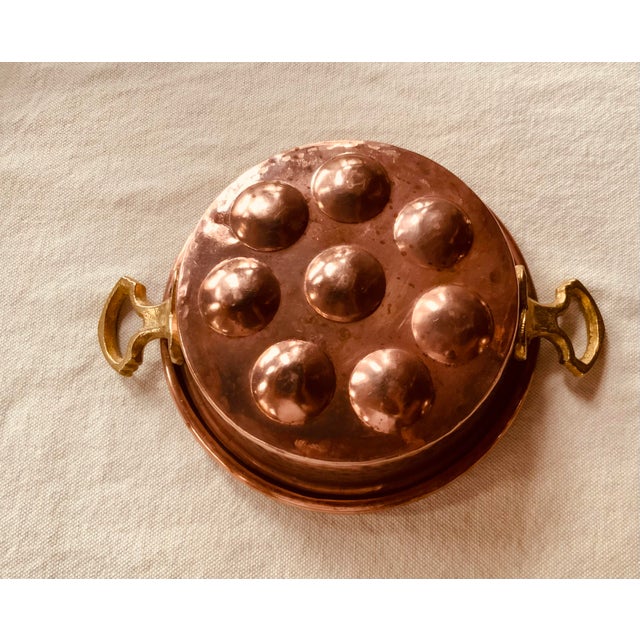 Mid-Century French Copper Escargot Pan With Brass Handles - Handmade 1950s For Sale - Image 9 of 12