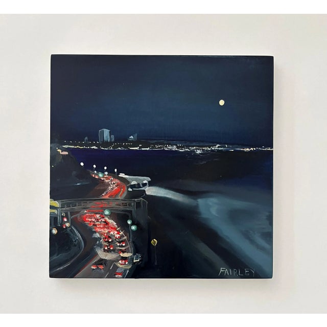 Contemporary PCH at Porto Marina Nocturne; Full Moon, Original Painting by Jessica Fairley For Sale - Image 3 of 7
