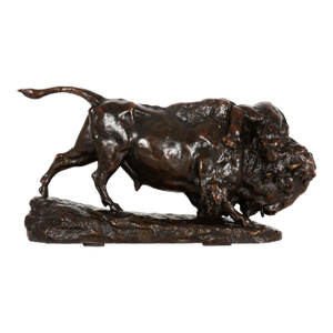 Fine Antique French Bronze Sculpture of Bison and Jaguar by Georges Gardet